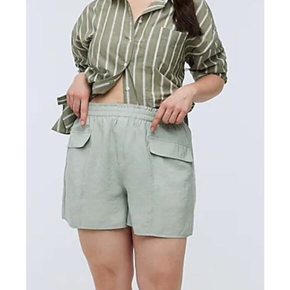 Madewell Softdrape Shorts Pull On High Rise Cargo Sage Mist Green NWT Size XL - Picture 1 of 12